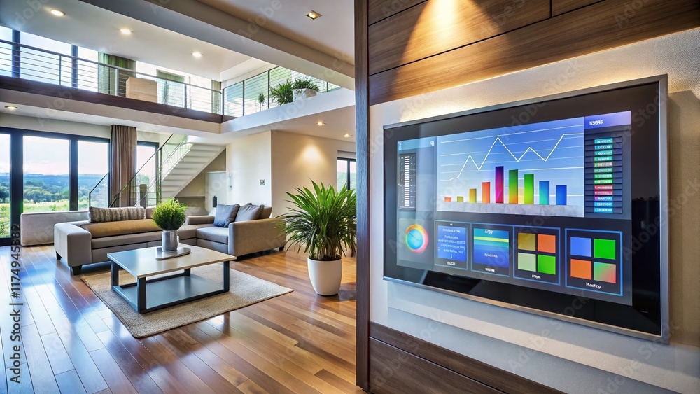 Picture of Modern Smart Home Energy Monitoring System Touchscreen Interface ...
