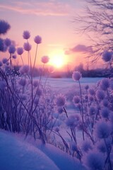 Sticker - Sunset over snow-covered field