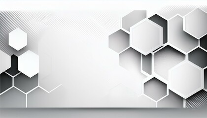 Poster - Minimalist vector banner with a white background and hexagonal pattern, offering a sleek and geometric design for modern visual themes