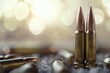 © YouraPechkin - Close-up of two rifle cartridges on a blurred background with soft lighting effects