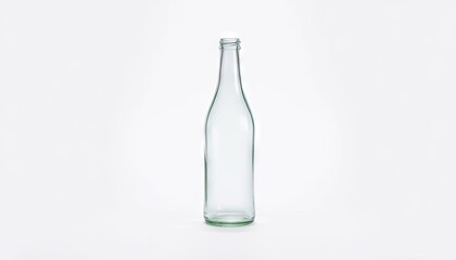 Empty clear glass bottle on white background. Possible use  Stock photo