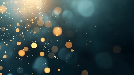 Abstract golden bokeh on dark background, horizontal, suitable for luxury events, New Year celebrations, awards ceremonies and premium brand presentations. holiday promotions and elegant occasions.