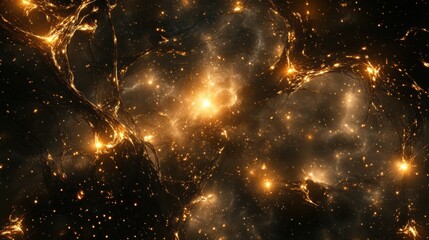 Wall Mural - Golden Nebula, Cosmic Energy, Abstract Space Background
