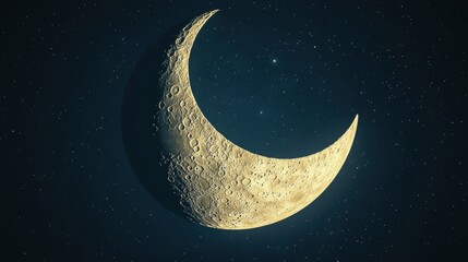 Wall Mural - a crescent moon glows against a dark starry sky. ideal for space, night, or celestial-themed project