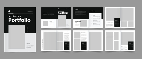Wall Mural - architecture portfolio template, pamphlet brochure, architecture portfolio layout, interior portfoli