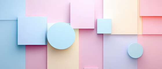 Wall Mural - A colorful wall with squares and circles