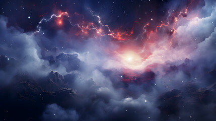 Digital space with milky way and nebula abstract graphic poster 