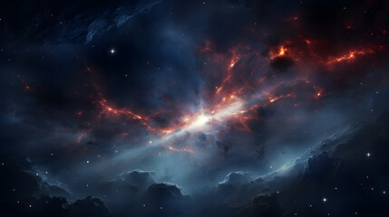 Digital space with milky way and nebula abstract graphic poster 