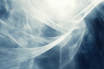 Poster - Abstract Cityscape with Flowing White Veils