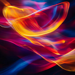 Poster - Abstract vibrant light waves with dynamic red, yellow, and blue streaks