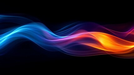 Poster - Holographic waves of color create a mesmerizing display against a black background in a digital art representation