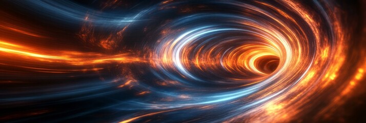 Poster - Dynamic holographic swirl with vivid colors showcasing a cosmic tunnel of energy and light