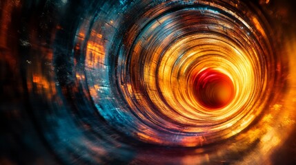 Poster - Holographic tunnel with glowing colors creating a mesmerizing visual effect in a futuristic setting