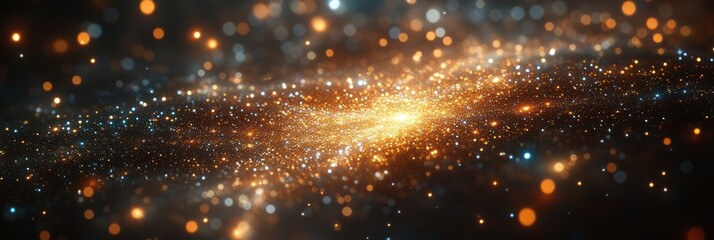Poster - Exploring a holographic depiction of a vibrant galaxy filled with luminous stars and cosmic dust