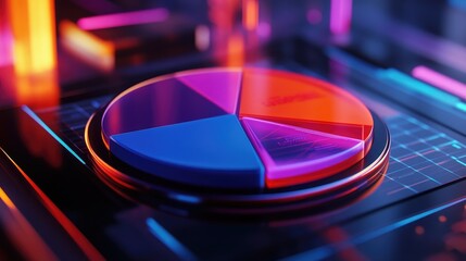 Poster - A close-up of a D pie chart on a digital tablet, showcasing business data and analytics for decision-making.
