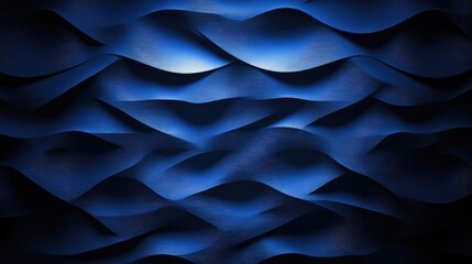 Poster - Textured Waves in Dark Blue Hue with Subtle Lighting for Background Design and Abstract Concepts