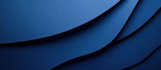 Poster - Deep Blue Abstract Paper Texture Background with Smooth Layers and Space for Text