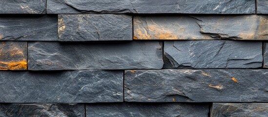 Poster - Dark Grey Slate Wall Texture with Horizontal Pattern Featuring Empty Space for Text and Design Utilization