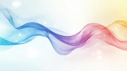 Poster - Abstract Colorful Curved Waves with Soft Smoke Effects and Light Background