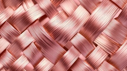 Poster - Abstract Wicker Basket Weave with Luxurious Rose Gold Metallic Texture for Modern Design Concepts