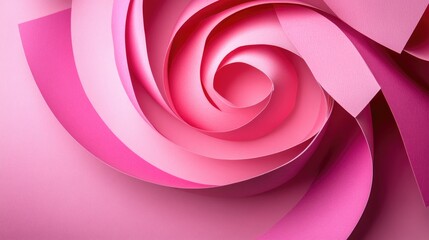 Poster - Abstract Pink Paper Swirl Background with Layered Curves for Creative Design and Artistic Textures