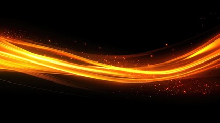 Poster - Dynamic Flowing Curved Lines with Bright Sparks and Smooth Black Background for Modern Design Themes