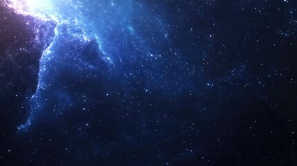 Poster - cosmic space galaxy background with stars and technology theme in deep blue and purple tones