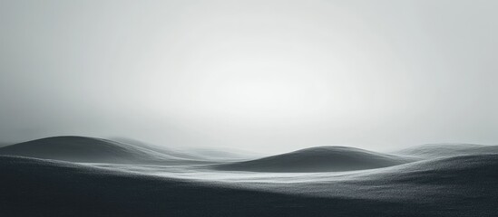 Poster - Minimalist Monochrome Landscape with Grey Terrain and Empty Sky Ideal for Text Placement in Elegant Design Projects