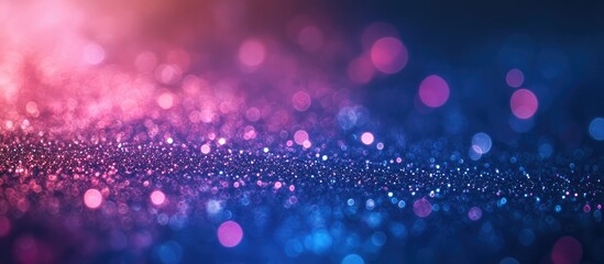Poster - Glittering bokeh background with dark blue pink and purple tones suitable for overlaying text or creating a dreamy atmosphere