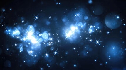Poster - Abstract dark blue background with sparkling light glimmers creating a unique visual effect for design and digital art projects