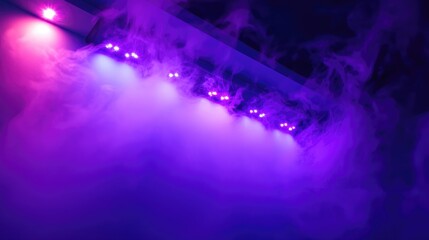 Fototapete - Mysterious abstract background featuring swirling smoke and vibrant purple lights for creative and artistic projects