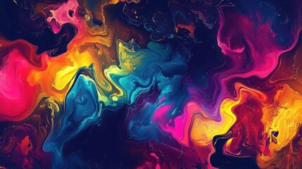 Poster - Vivid Swirling Colors in an Abstract Cosmic Background Displaying a Universe of Fantasy and Imagination