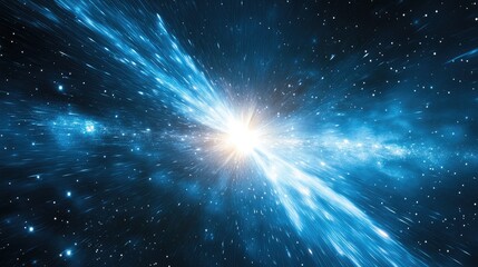 Poster - cosmic energy burst abstract space background with stars and light rays journey into the universe be