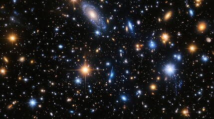 Poster - vast abstract cosmic background featuring shimmering stars and distant galaxies in deep space backdr