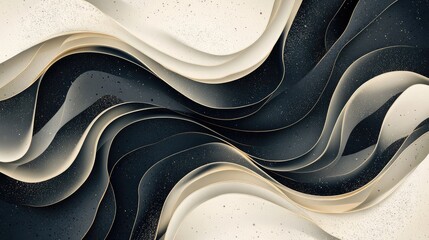 Fototapete - Elegant Abstract Curved Layers with Contrasting Colors and Textures for Modern Background Design