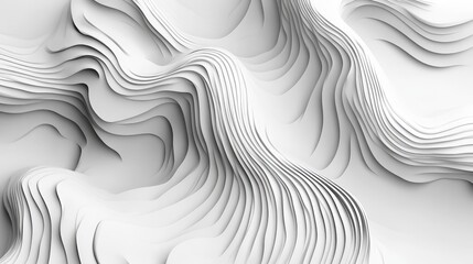 Fototapete - 3D Abstract White Curved Lines with Fluid Distortion Texture for Modern Design Background or Illustration