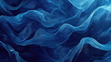 Fototapete - Dark Blue Abstract Wave Texture Background with Glowing Light Curves Elegant Visual for Artistic and Design Projects