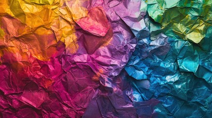 Poster - Vibrant Multicolored Crumpled Paper Texture for Creative Backgrounds and Designs