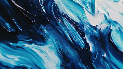 Poster - Abstract fluid art with swirling navy blue and turquoise tones creating a dynamic modern artistic backdrop for creative projects.