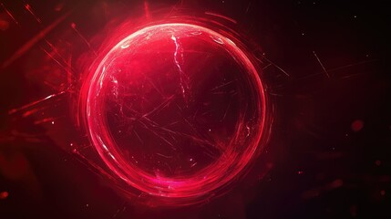 Fototapete - Futuristic Abstract Red Bubble Background with Geometric Elements Ideal for Promotions and Creative Design Projects