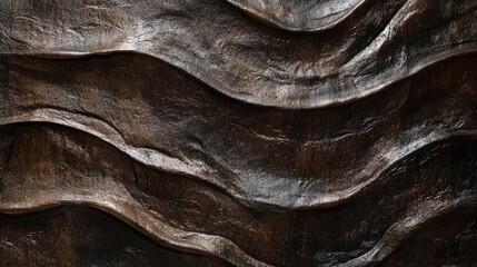 Poster - Textured Dark Brown Wall with Wavy Patterns for Background Design and Artistic Applications