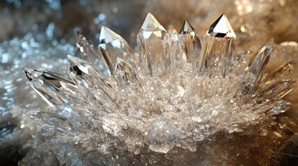Poster - Abstract Crystal Formation with Sparkling Druse Background in Soft Focus