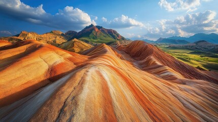 Poster - Stunning Colorful Mountain Landscape with Dramatic Sky and Rolling Hills in Nature Scenery