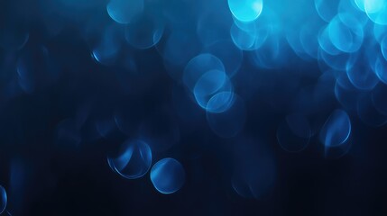 Poster - Dark blue abstract bokeh light background creating a serene and atmospheric effect ideal for presentations and graphic design projects