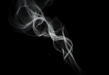 Aufkleber - Abstract white smoke wisps against a black background.