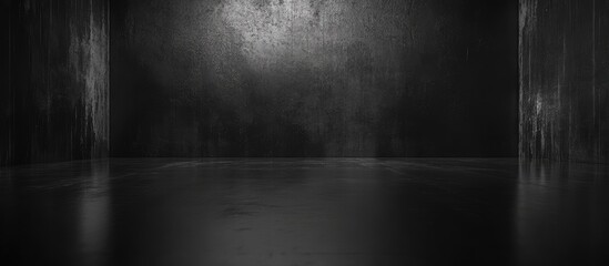 Poster - Abstract Dim Black Gray Studio Backdrop with Reflections and Copyspace for Text Ideal for Creative Projects and Photography Backgrounds