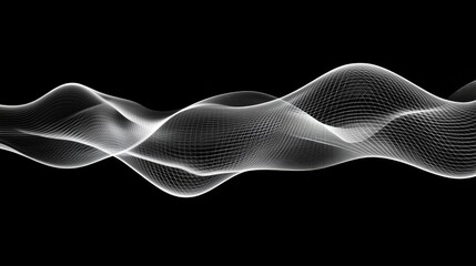 Poster - Fluid Abstract Waveforms in Dynamic Black Background with Smooth Curved Lines and Modern Distortion Effects