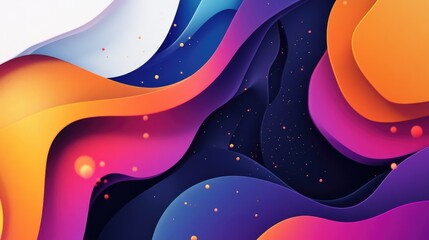 Fototapete - Vibrant Abstract Organic Wave Patterns with Dynamic Curves and Rich Color Transitions for Creative Backgrounds or Visual Designs