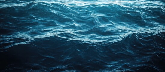 Poster - Abstract Dark Ocean Surface with Aqua Waves Ideal for Backgrounds and Visuals Featuring Empty Space for Text or Creative Designs