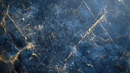 Poster - Dark blue textured backdrop with scratches and golden veins ideal for design projects and artistic presentations.
